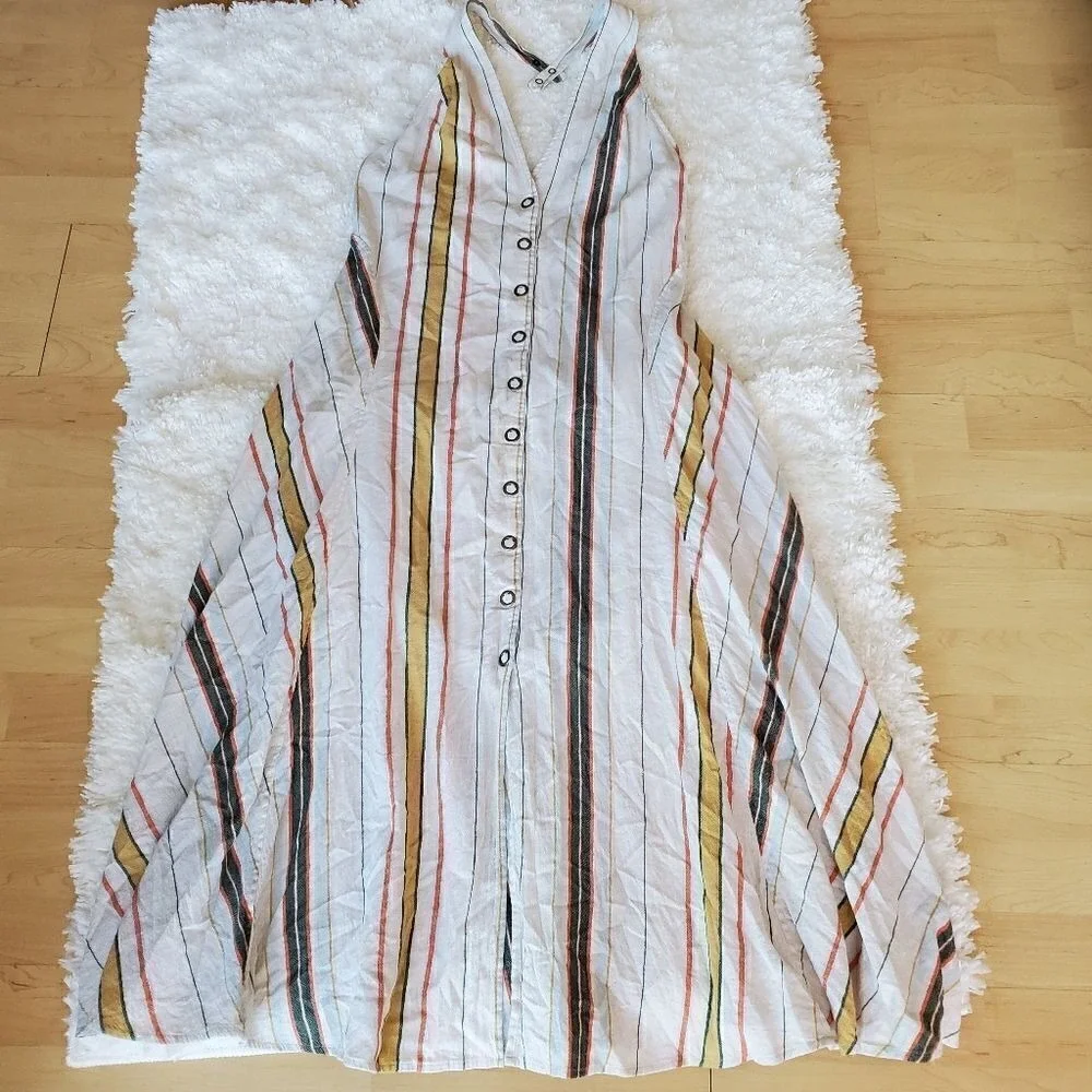 Free People Dress Hannah Halter‎ Tea Striped Size Xsmall Lined Low Back